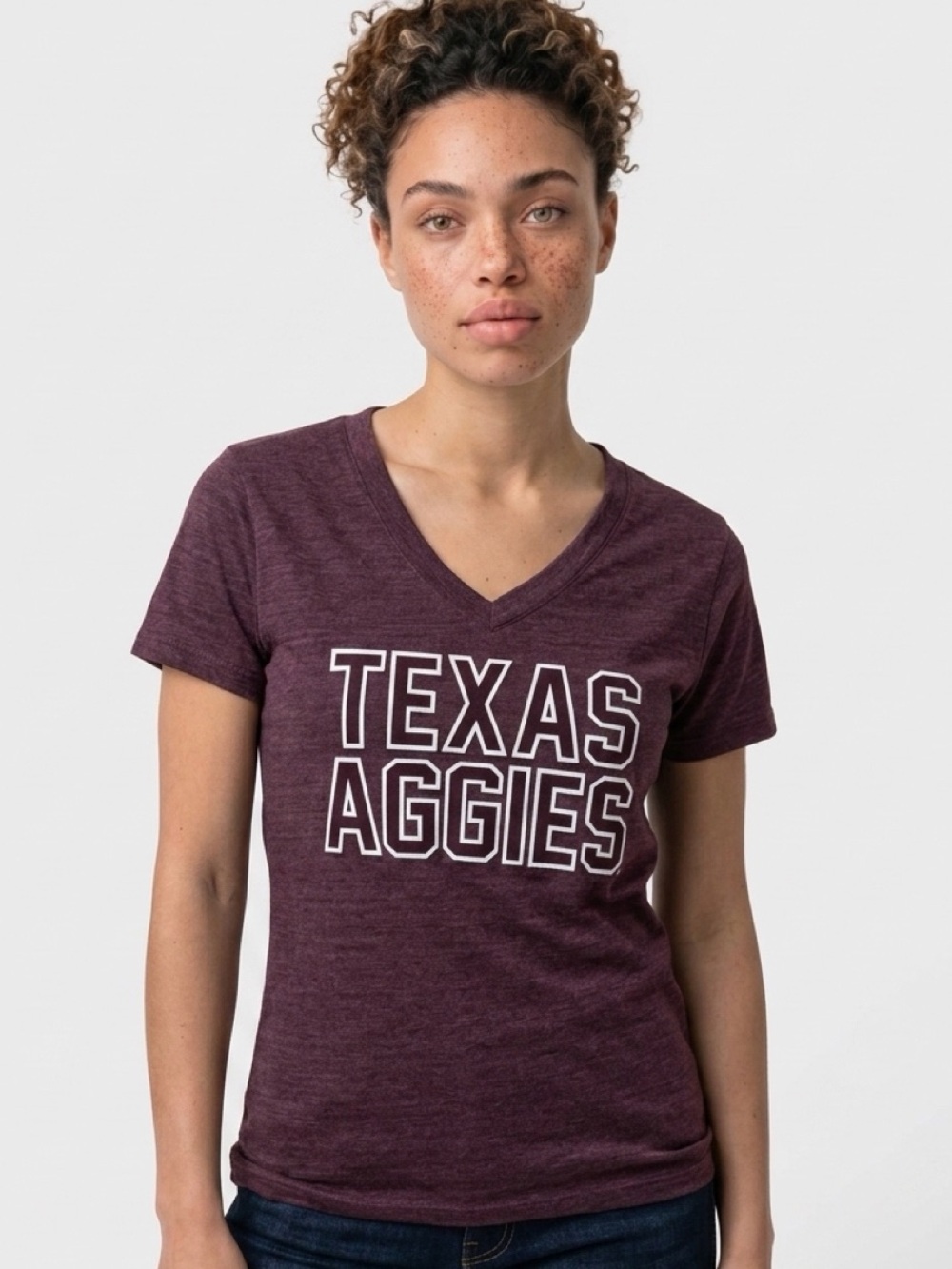 Texas A&M Aggies Maroon V Neck Tee Women’s Small NWT